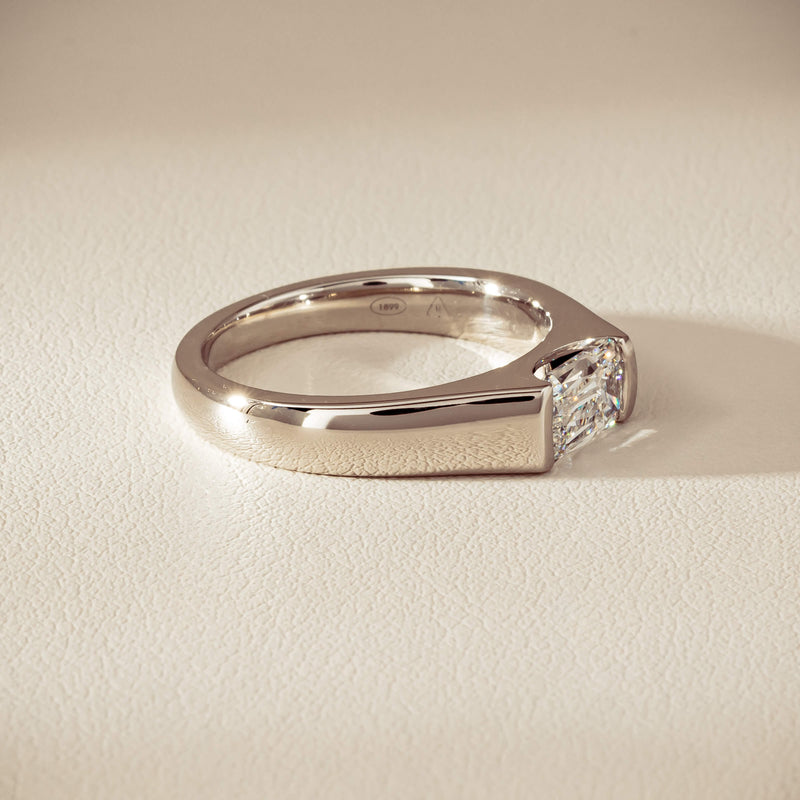 Platinum 1.02ct Reclaimed Fancy Rectangular Diamond Astrid Ring - Ring - Walker & Hall