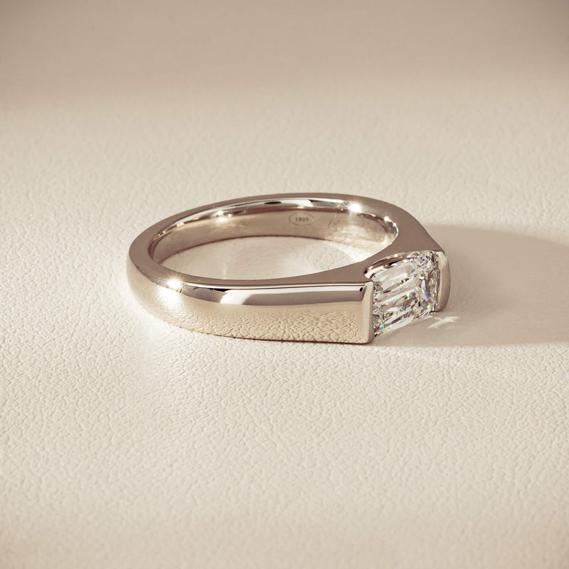 Platinum 1.02ct Reclaimed Fancy Rectangular Diamond Astrid Ring - Ring - Walker & Hall