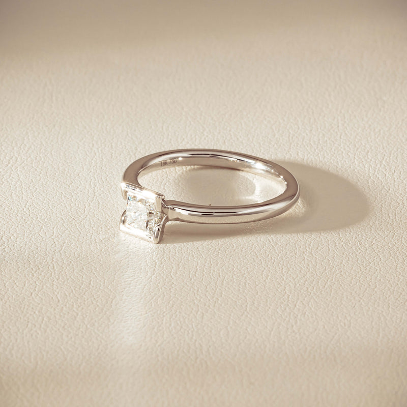 18ct White Gold .52ct Reclaimed Princess-Cut Diamond Elle Ring - Ring - Walker & Hall