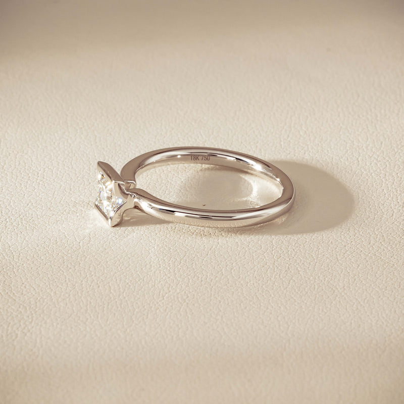 18ct White Gold .52ct Reclaimed Princess-Cut Diamond Elle Ring - Ring - Walker & Hall