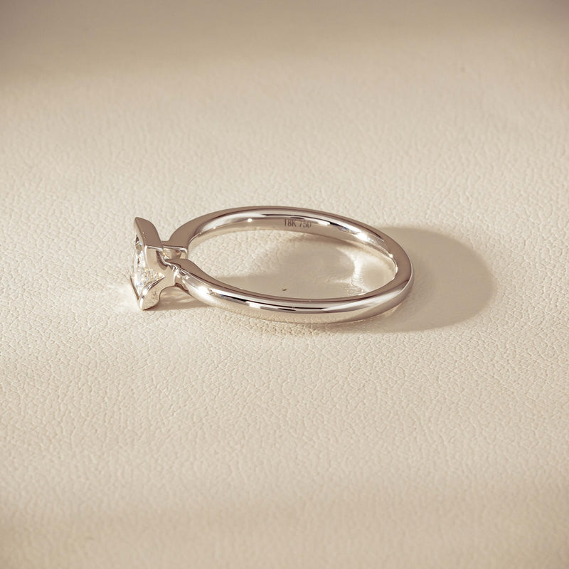 18ct White Gold .52ct Reclaimed Princess-Cut Diamond Elle Ring - Ring - Walker & Hall