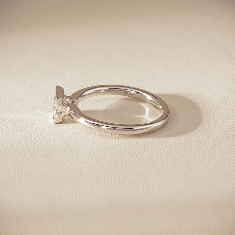 18ct White Gold .52ct Reclaimed Princess-Cut Diamond Elle Ring - Ring - Walker & Hall