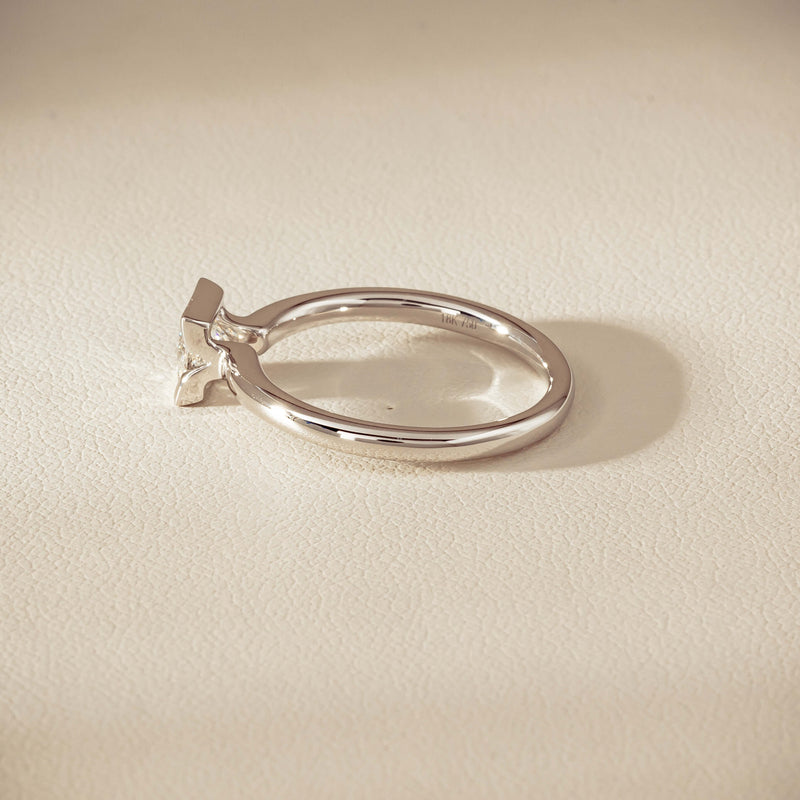 18ct White Gold .52ct Reclaimed Princess-Cut Diamond Elle Ring - Ring - Walker & Hall