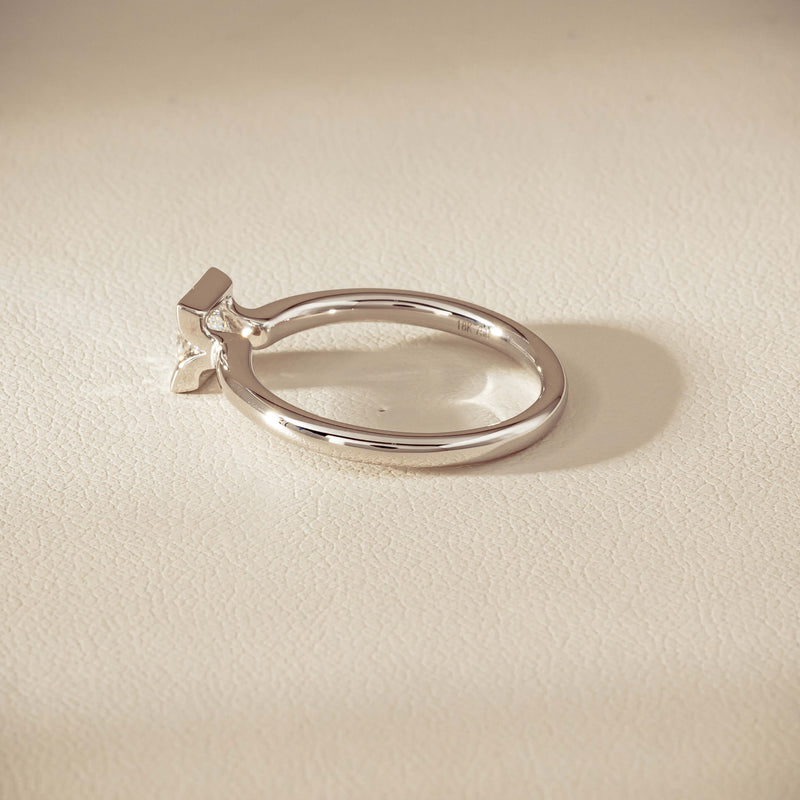 18ct White Gold .52ct Reclaimed Princess-Cut Diamond Elle Ring - Ring - Walker & Hall