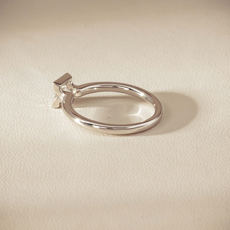 18ct White Gold .52ct Reclaimed Princess-Cut Diamond Elle Ring - Ring - Walker & Hall