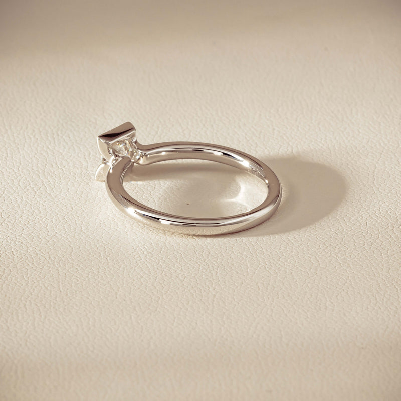 18ct White Gold .52ct Reclaimed Princess-Cut Diamond Elle Ring - Ring - Walker & Hall