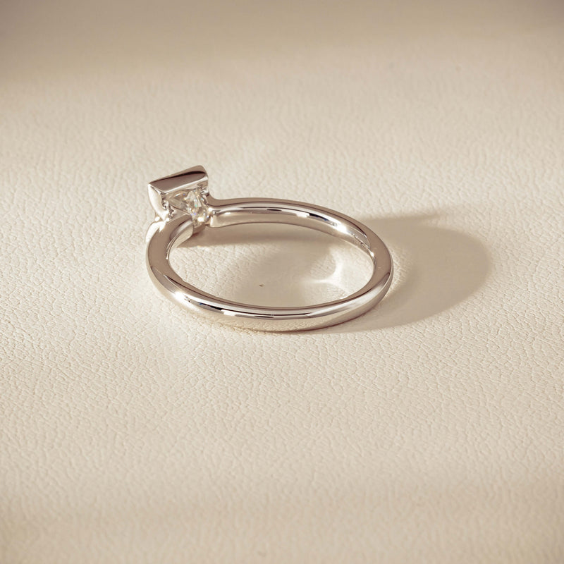 18ct White Gold .52ct Reclaimed Princess-Cut Diamond Elle Ring - Ring - Walker & Hall