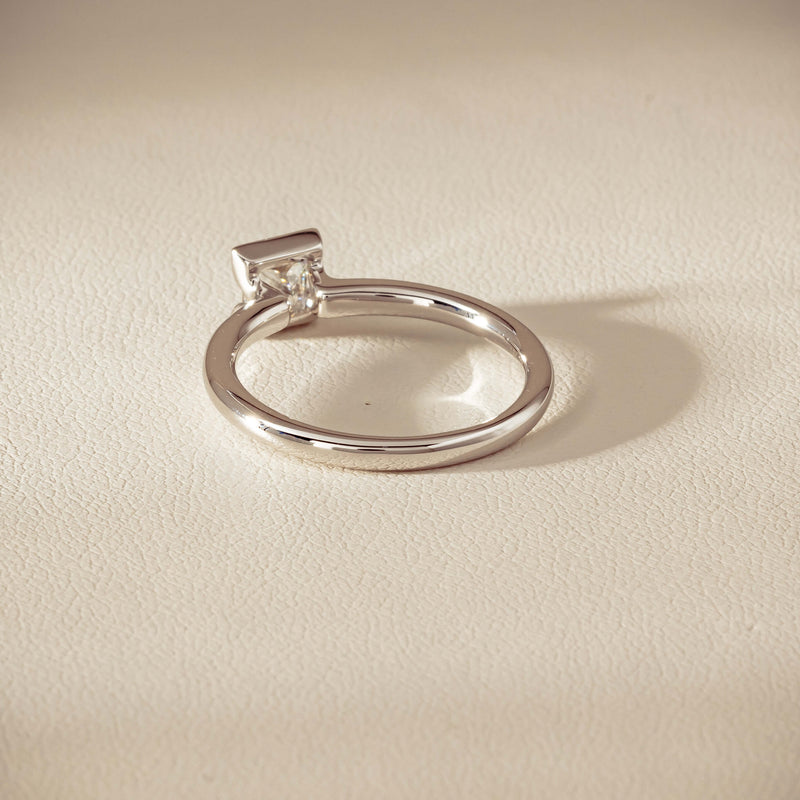 18ct White Gold .52ct Reclaimed Princess-Cut Diamond Elle Ring - Ring - Walker & Hall