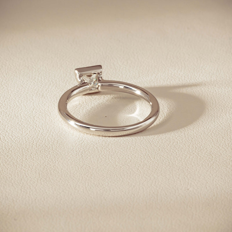 18ct White Gold .52ct Reclaimed Princess-Cut Diamond Elle Ring - Ring - Walker & Hall