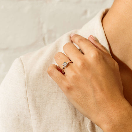 18ct White Gold .52ct Reclaimed Princess-Cut Diamond Elle Ring - Ring - Walker & Hall