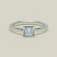 18ct White Gold .52ct Reclaimed Princess-Cut Diamond Elle Ring - Ring - Walker & Hall