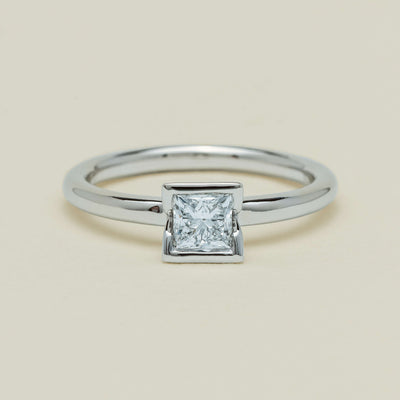 18ct White Gold .52ct Reclaimed Princess-Cut Diamond Elle Ring - Ring - Walker & Hall