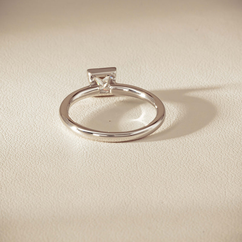 18ct White Gold .52ct Reclaimed Princess-Cut Diamond Elle Ring - Ring - Walker & Hall