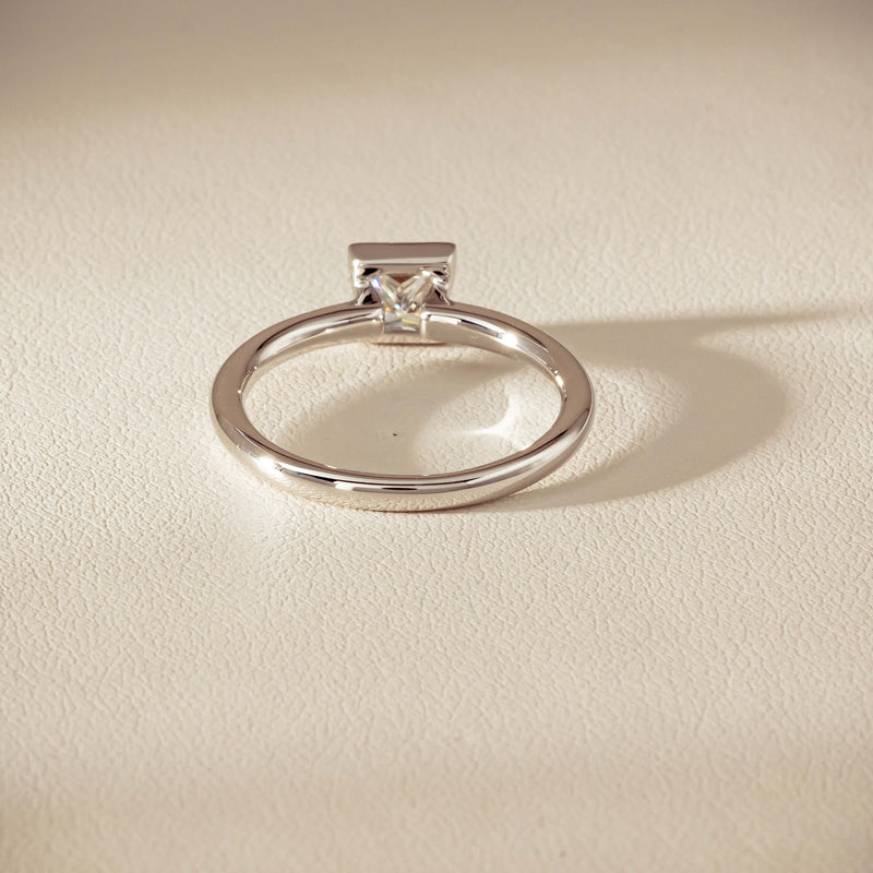 18ct White Gold .52ct Reclaimed Princess-Cut Diamond Elle Ring - Ring - Walker & Hall