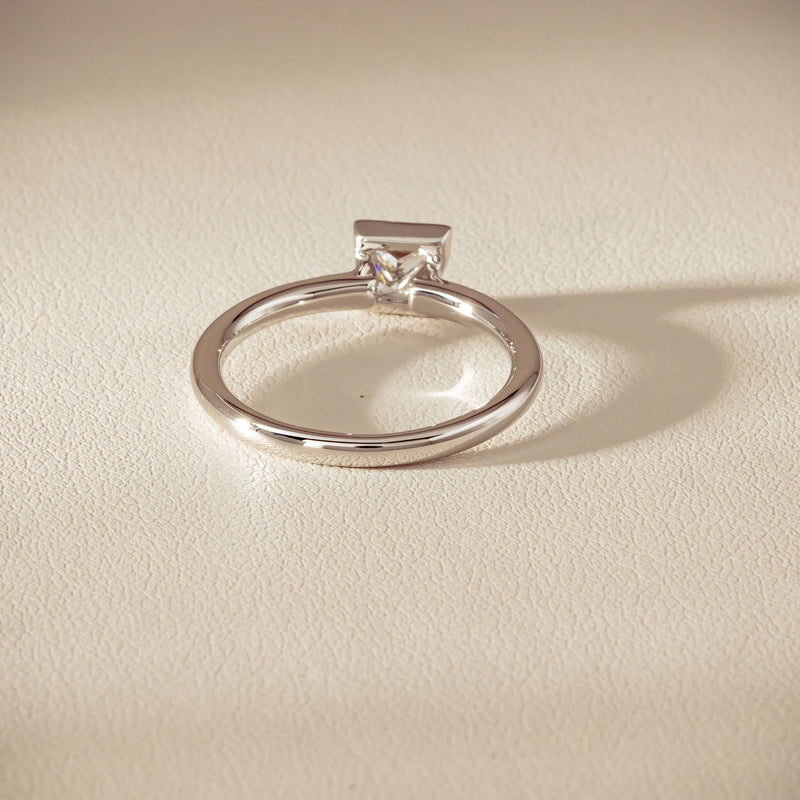 18ct White Gold .52ct Reclaimed Princess-Cut Diamond Elle Ring - Ring - Walker & Hall