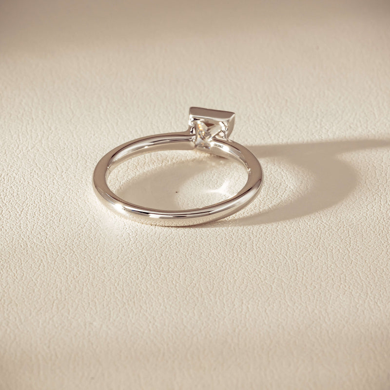 18ct White Gold .52ct Reclaimed Princess-Cut Diamond Elle Ring - Ring - Walker & Hall