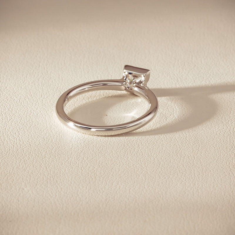 18ct White Gold .52ct Reclaimed Princess-Cut Diamond Elle Ring - Ring - Walker & Hall