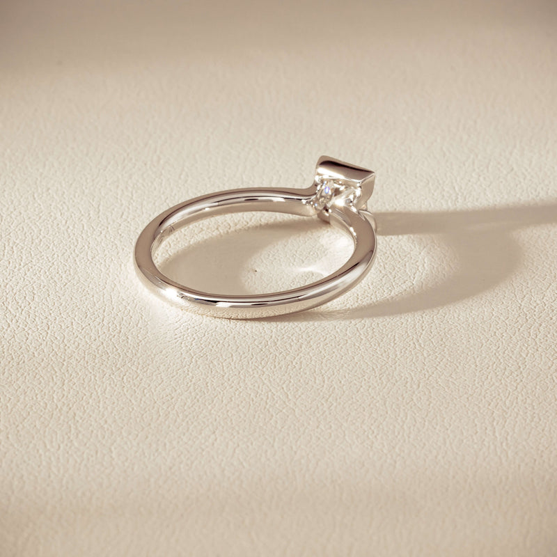 18ct White Gold .52ct Reclaimed Princess-Cut Diamond Elle Ring - Ring - Walker & Hall