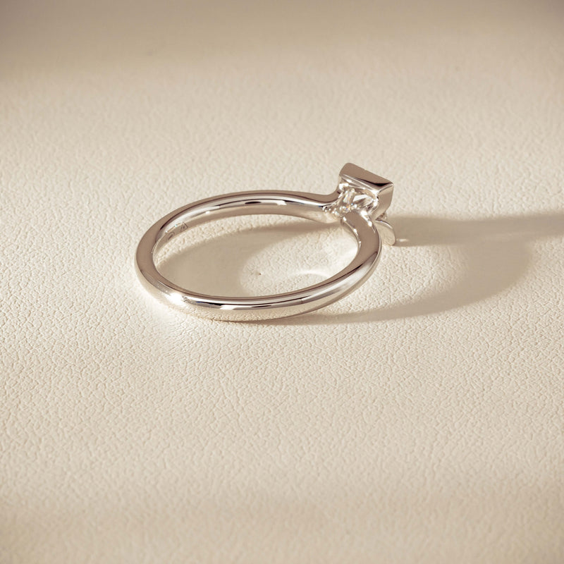 18ct White Gold .52ct Reclaimed Princess-Cut Diamond Elle Ring - Ring - Walker & Hall