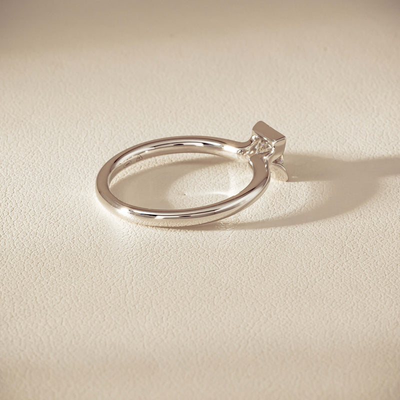 18ct White Gold .52ct Reclaimed Princess-Cut Diamond Elle Ring - Ring - Walker & Hall