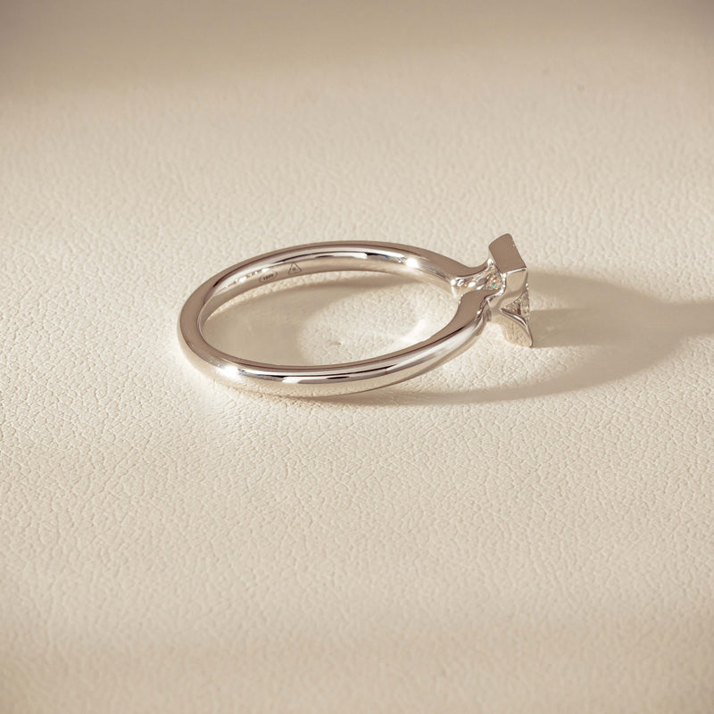 18ct White Gold .52ct Reclaimed Princess-Cut Diamond Elle Ring - Ring - Walker & Hall