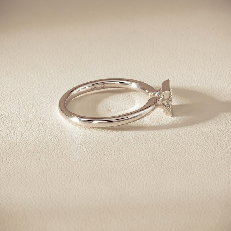 18ct White Gold .52ct Reclaimed Princess-Cut Diamond Elle Ring - Ring - Walker & Hall