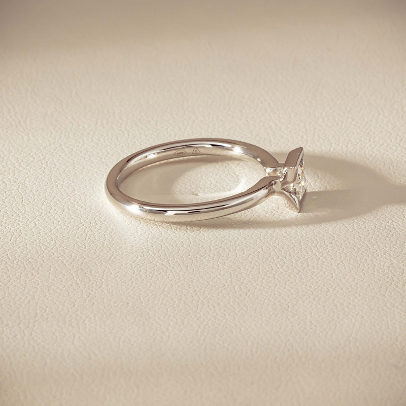 18ct White Gold .52ct Reclaimed Princess-Cut Diamond Elle Ring - Ring - Walker & Hall