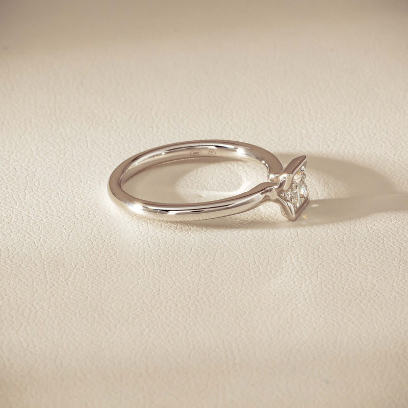 18ct White Gold .52ct Reclaimed Princess-Cut Diamond Elle Ring - Ring - Walker & Hall