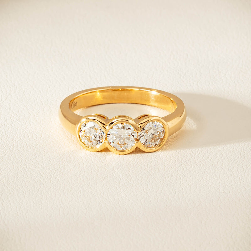 18ct Yellow Gold 1.17ct Diamond Three-Stone Natalia Ring - Ring - Walker & Hall