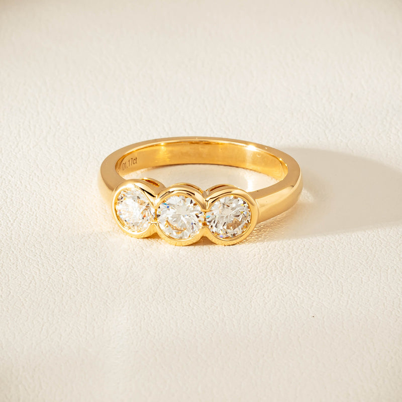 18ct Yellow Gold 1.17ct Diamond Three-Stone Natalia Ring - Ring - Walker & Hall