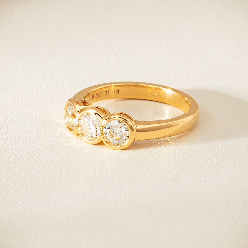 18ct Yellow Gold 1.17ct Diamond Three-Stone Natalia Ring - Ring - Walker & Hall