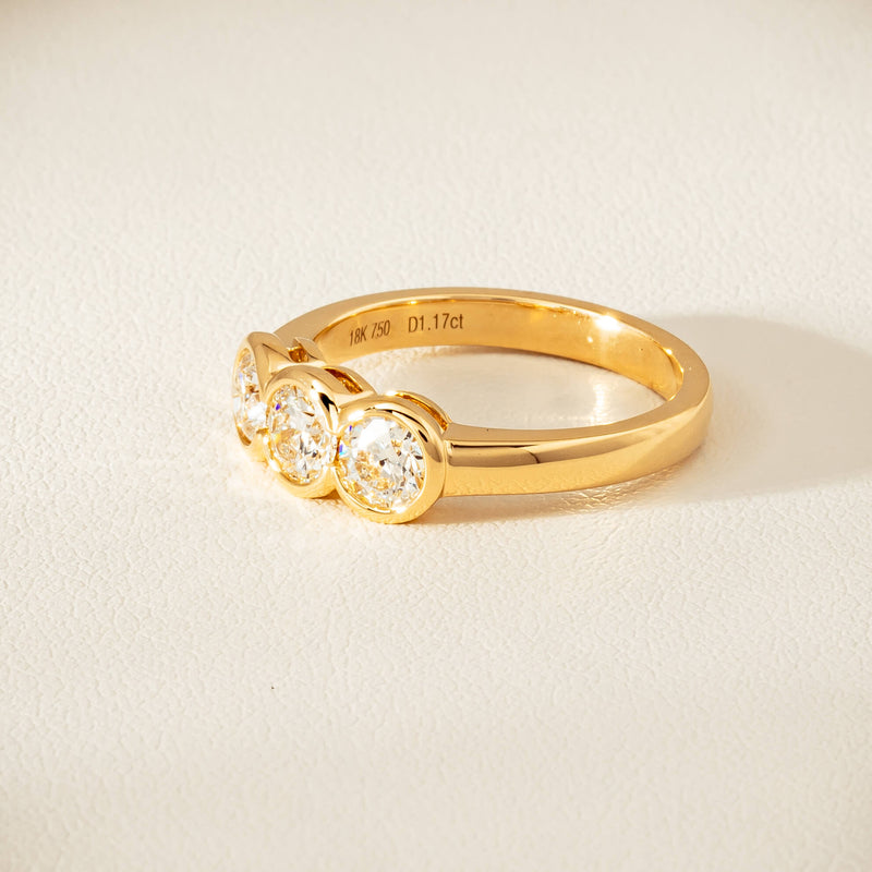 18ct Yellow Gold 1.17ct Diamond Three-Stone Natalia Ring - Ring - Walker & Hall