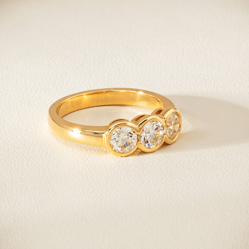 18ct Yellow Gold 1.17ct Diamond Three-Stone Natalia Ring - Ring - Walker & Hall