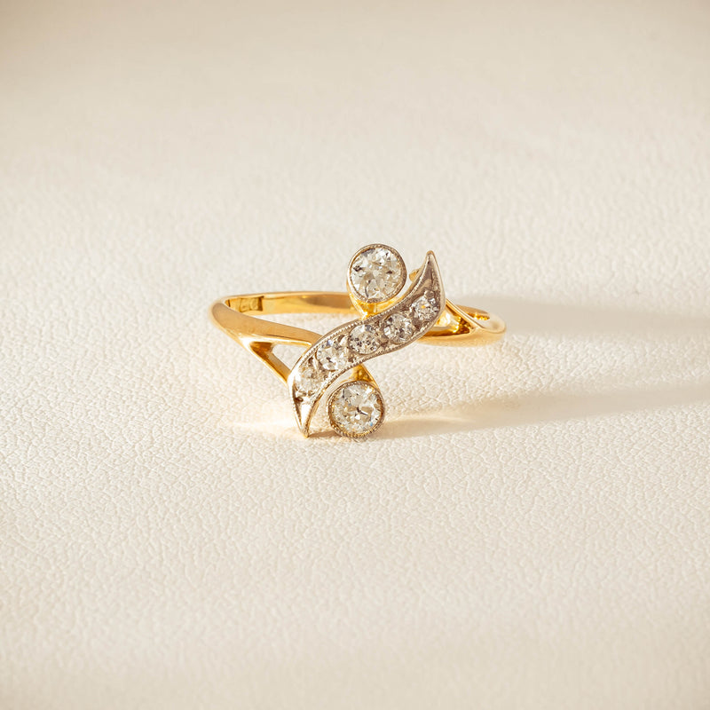 Vintage 18ct Yellow & White Gold .41ct Diamond Twist Ring - Ring - Walker & Hall