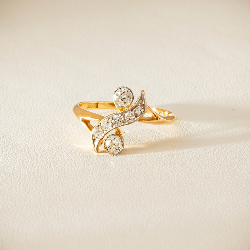 Vintage 18ct Yellow & White Gold .41ct Diamond Twist Ring - Ring - Walker & Hall