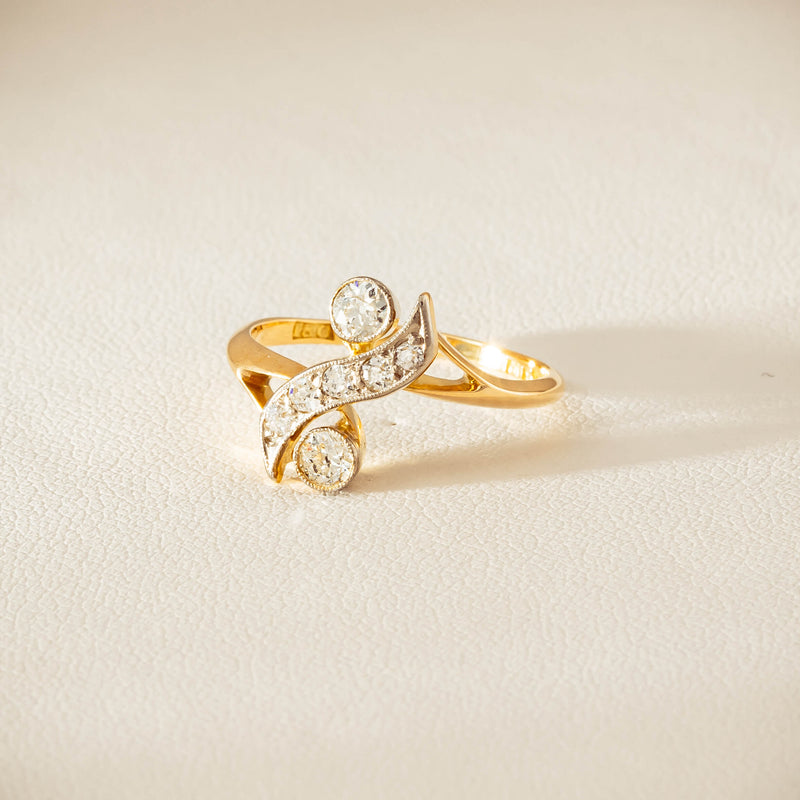 Vintage 18ct Yellow & White Gold .41ct Diamond Twist Ring - Ring - Walker & Hall