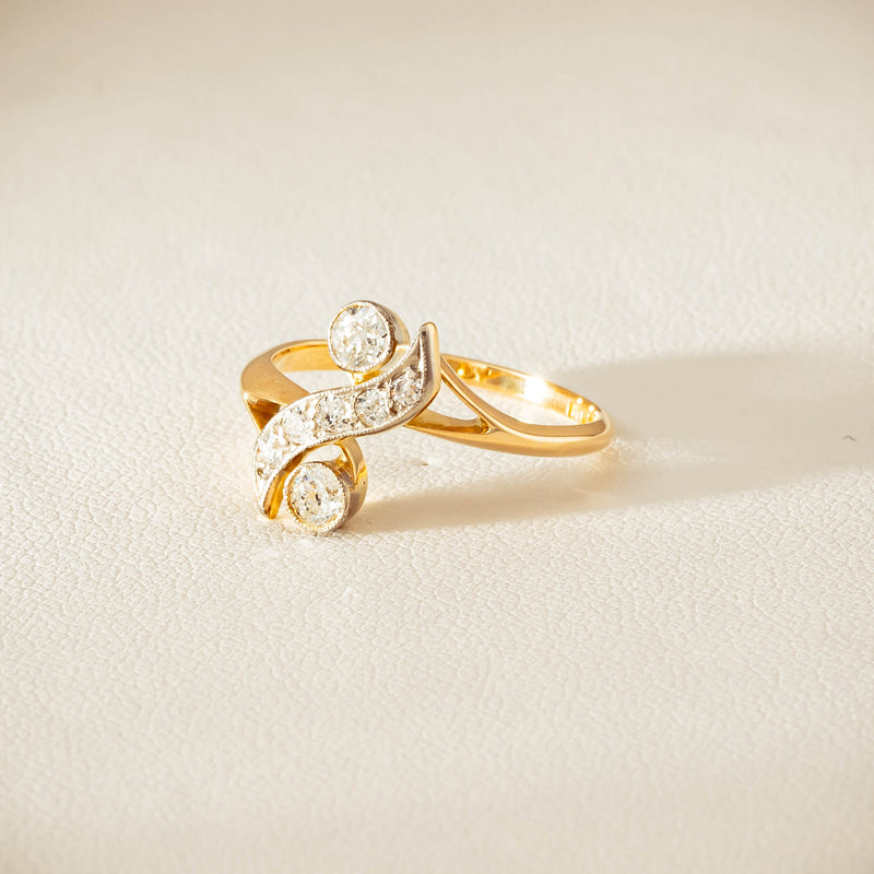 Vintage 18ct Yellow & White Gold .41ct Diamond Twist Ring - Ring - Walker & Hall