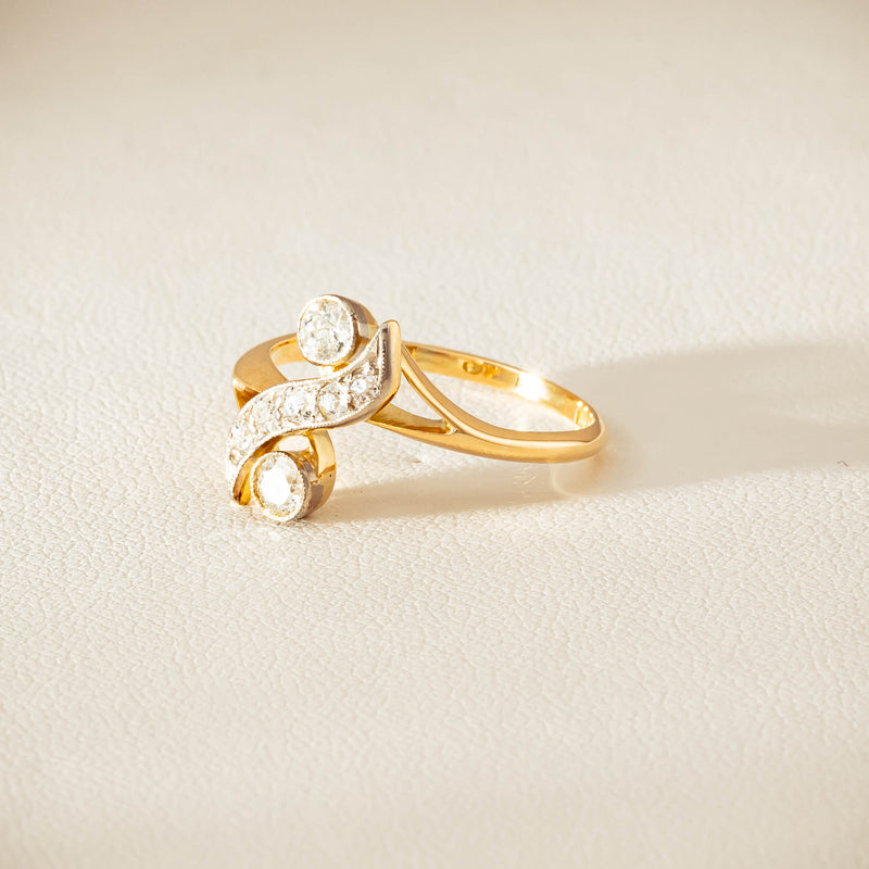 Vintage 18ct Yellow & White Gold .41ct Diamond Twist Ring - Ring - Walker & Hall