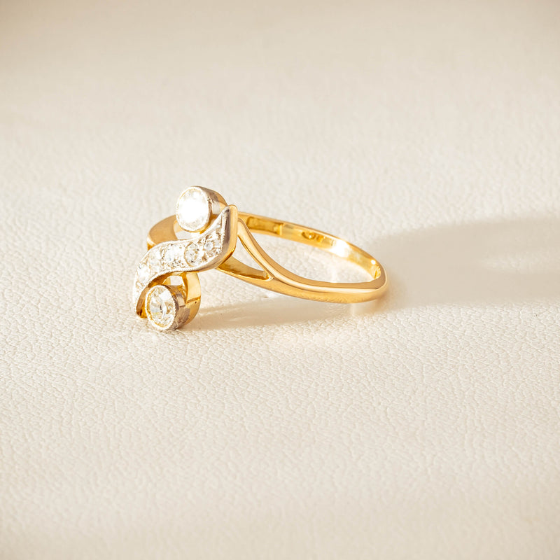 Vintage 18ct Yellow & White Gold .41ct Diamond Twist Ring - Ring - Walker & Hall