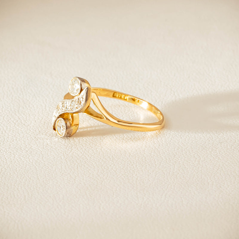Vintage 18ct Yellow & White Gold .41ct Diamond Twist Ring - Ring - Walker & Hall