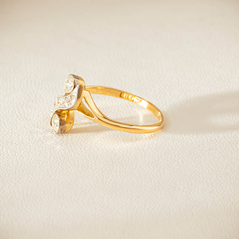 Vintage 18ct Yellow & White Gold .41ct Diamond Twist Ring - Ring - Walker & Hall