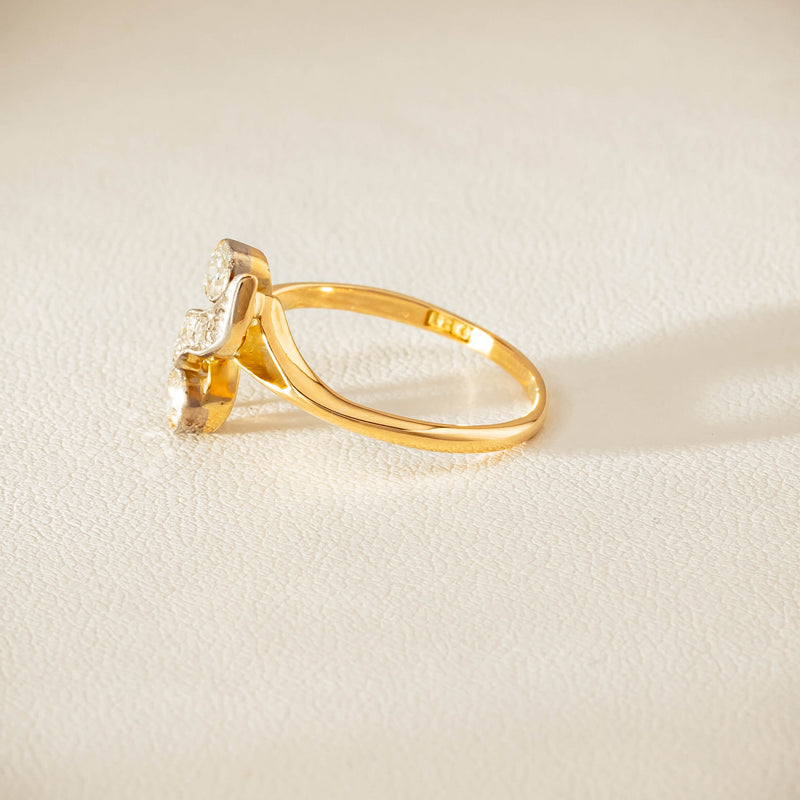 Vintage 18ct Yellow & White Gold .41ct Diamond Twist Ring - Ring - Walker & Hall