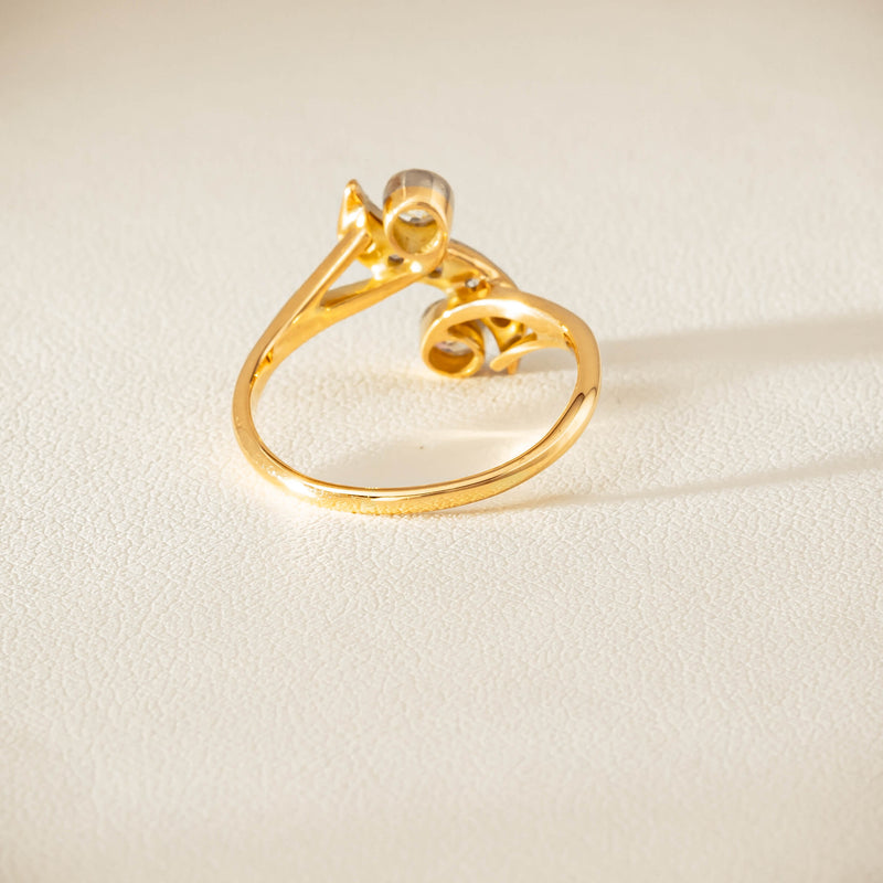 Vintage 18ct Yellow & White Gold .41ct Diamond Twist Ring - Ring - Walker & Hall