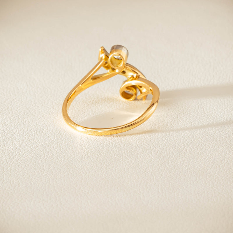 Vintage 18ct Yellow & White Gold .41ct Diamond Twist Ring - Ring - Walker & Hall