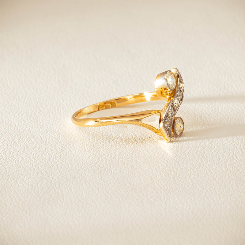 Vintage 18ct Yellow & White Gold .41ct Diamond Twist Ring - Ring - Walker & Hall