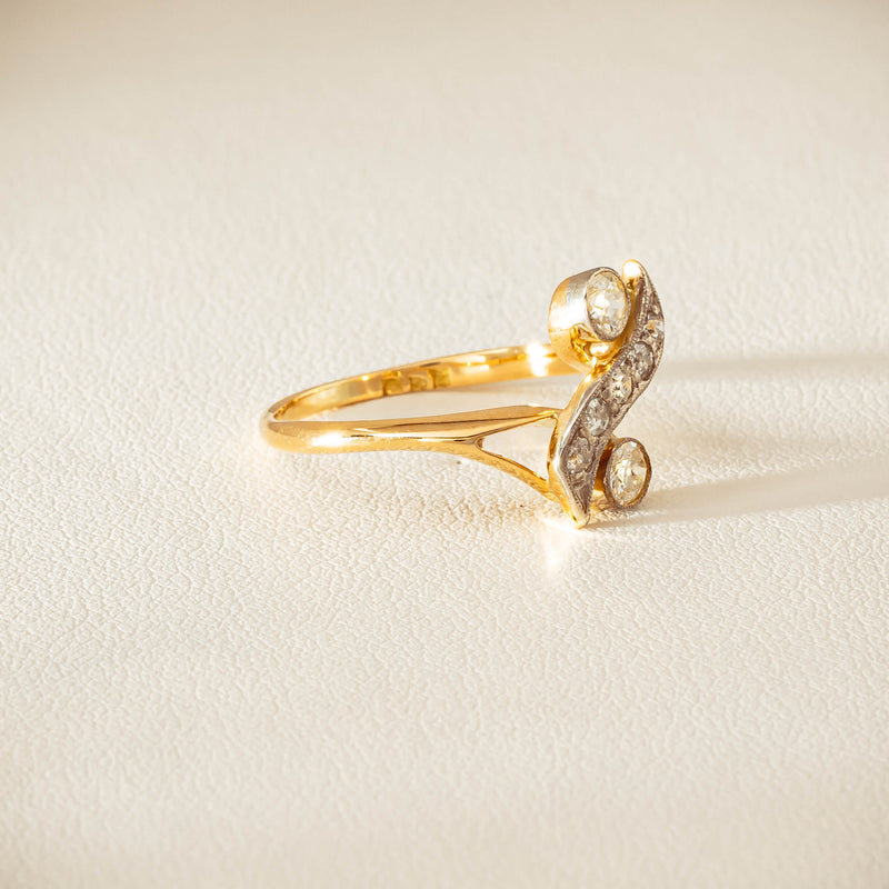 Vintage 18ct Yellow & White Gold .41ct Diamond Twist Ring - Ring - Walker & Hall
