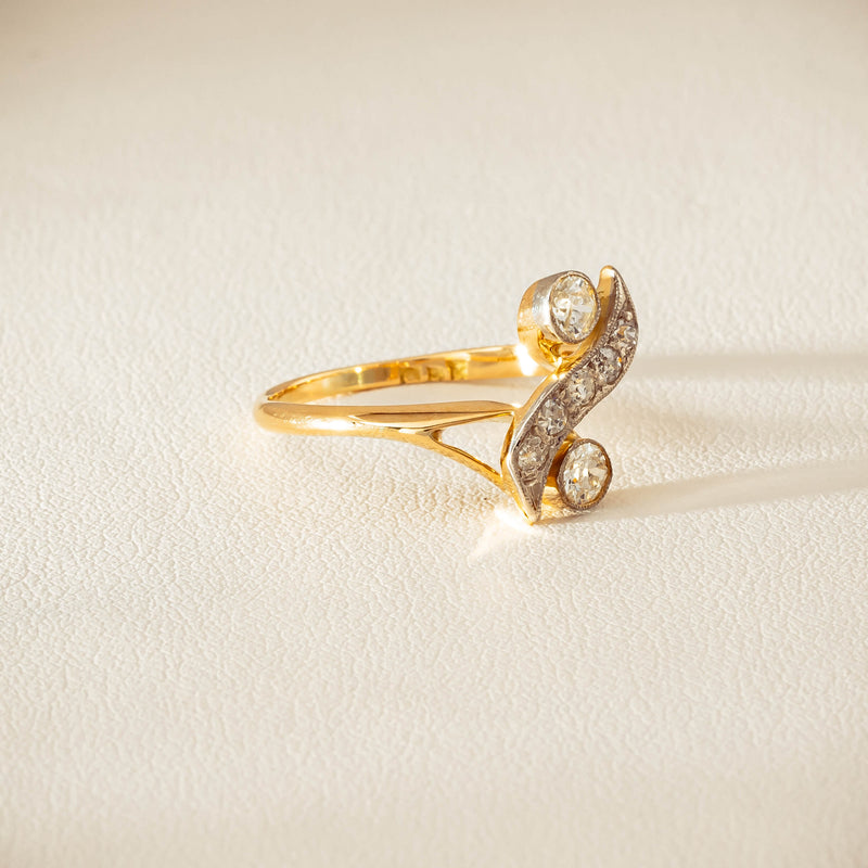 Vintage 18ct Yellow & White Gold .41ct Diamond Twist Ring - Ring - Walker & Hall