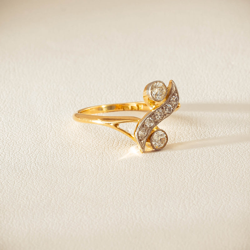 Vintage 18ct Yellow & White Gold .41ct Diamond Twist Ring - Ring - Walker & Hall