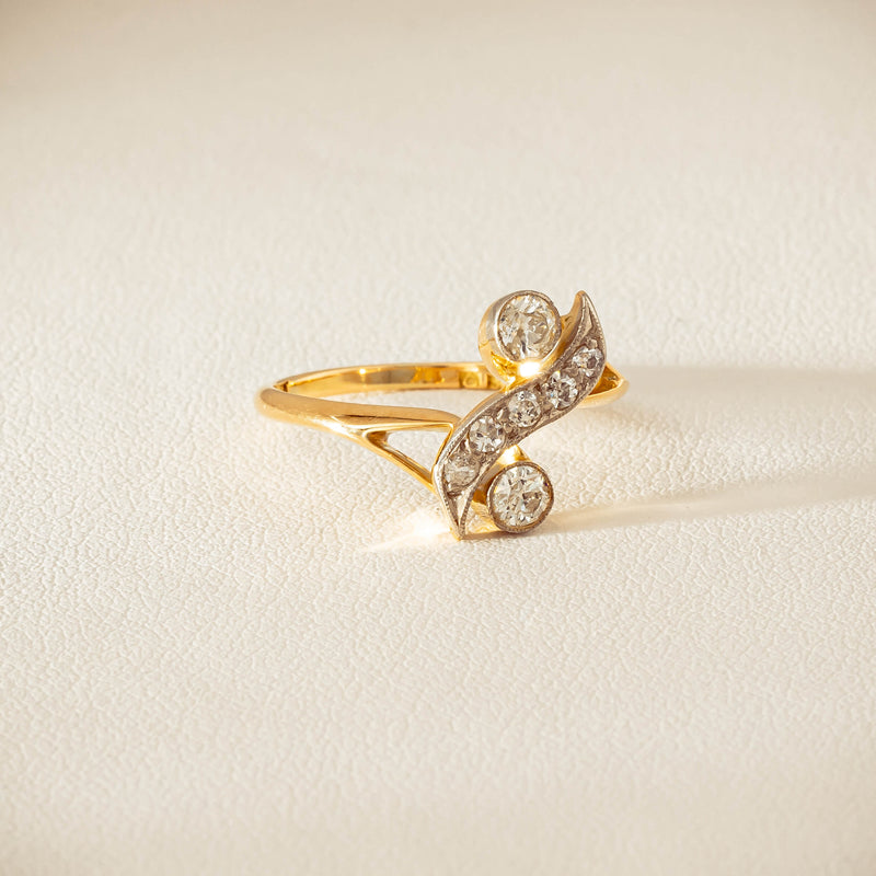 Vintage 18ct Yellow & White Gold .41ct Diamond Twist Ring - Ring - Walker & Hall