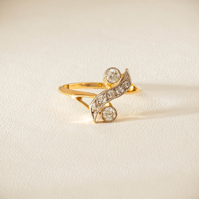Vintage 18ct Yellow & White Gold .41ct Diamond Twist Ring - Ring - Walker & Hall
